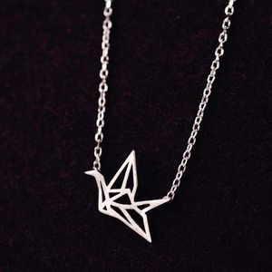 925 Sterling Silver paper crane Necklaces Pendants For Women Fashion Lady Festival Gift Sterlingsilverjewelry L230704