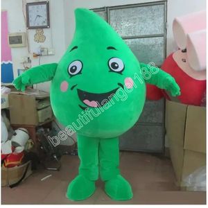 Green Water Drop Mascot Costume Cartoon Character Outfit Suit Halloween Party Outdoor Carnival Festival Fancy Dress for Men Women