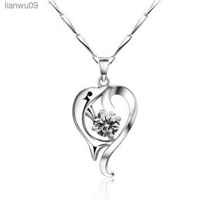 KOFSAC Trendy 925 collane in argento sterling per le donne zircone lucido cuore blu delfino ciondolo gioielli Lady regali di San Valentino L230704
