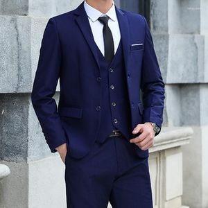 Erkek Suit Business Casual One Button Üç Parçalı Ceket Batı Fit Moda Takım Sağdı ve Damat Elbise