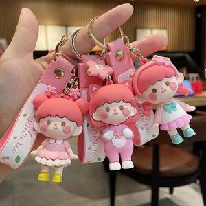 Plush Dolls 15cm Soft Silicone Pink Girl Bubbles Keychain Creative Cartoon Kawaii Car Schoolbag Couples China Cute Korea Bag Accessories 230807