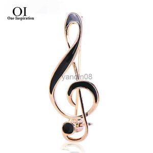 Pins Brooches OI Musical Note Brooch Gold Color Enamel Jewelry For Women Clothing Scarf Hat Suit Lapel Pin Music Symbol Badge HKD230807
