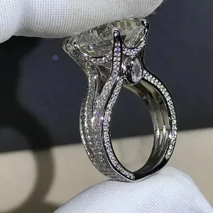 10ct choucong varumärke bröllopsringar lyxiga smycken real 100% 925 sterling silver runda klipp moissanite diamant zirkon party evighet kvinnor brud ring gåva aldrig bleknar