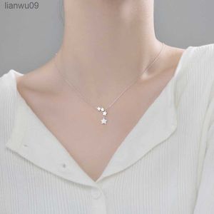 925 Sterling Silver Star Tassel Necklace Glitter Zircon Fempointed Star Pendant Female Simple ClaVicle Chain High Jewelry Gift L230704