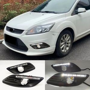 2 pces led luzes diurnas para ford focus 2 sedan mk2 2009-2014 função de escurecimento automático drl luz de nevoeiro tampa da lâmpada de nevoeiro