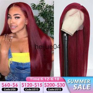 Human Hair Capless Wigs Burgundy Lace Front Wigs Human Hair Straight 99j 13x4 Transparent Lace Front Wig Red Wigs 100Human Hair On Sale Clearance 32 x0802