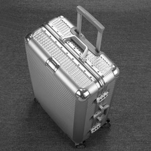 Seyahat Masası İnç Alüminyum Yuvarlanan Bagaj Bavul Kelebek Kilitli Spinner J220708 J220708 için