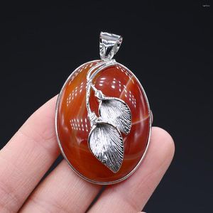 Pendant Necklaces Style Natural Stone Shell Leaf Oval For Jewelry Making DIY Necklace Bracelet Earrings Accessory