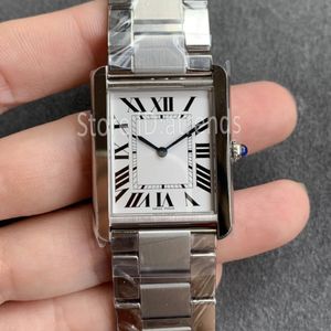 Top Stylish Quartz Watch Women Silver Dial Sapphire Glass Luxury Full Stainless Steel Wristwatch Classic Rectangle Design Ladies Dress Clock 150C