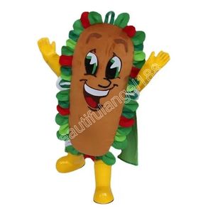 Costume da mascotte Hot Dog Personaggio dei cartoni animati Vestito completo Festa di Halloween Carnevale all'aperto Festival Vestito operato per uomo Donna