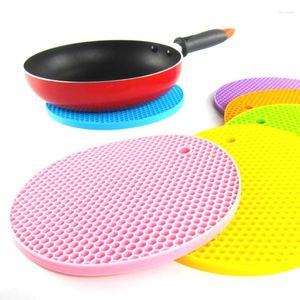 Table Mats 18cm Round Candy Color Waterproof Silicone Non-slip Heat Resistant Mat Cup Cushion Placemat Pot Holder Kitchen Accessory