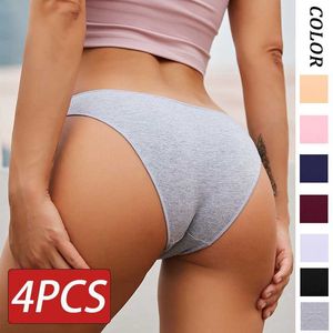 4pcs/set Женские хлопковые трусы сексуальные женские трусы с низкой талией эластичность Комфортное нижнее белье женское белье трусики m-xxl L230626