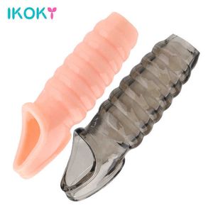 Massager Penis Enlargement for Men Cock Ring Stretcher Extender Sleeve Reusable Goods Adults Erotic Couple Tool