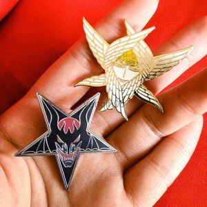 Pins Brooches Creative Cartoon Devilman And Angel Enamel Pin DIY Badge Cute avatar Brooch Backpack Lapel Collar Pins Jewelry Fans Gift HKD230807