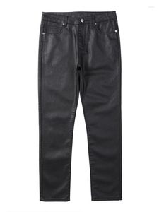 Jeans masculinos algodão encerado gótico de roupas escuras de rua de rua de iluminação de outono maré de jeans de jeans preto e preto