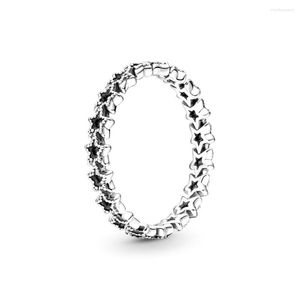 Pierścienie klastra 925 Sterling Srebrna wstążka asymetrycznego gwiazd pierścień dla kobiet prezenty ślubne