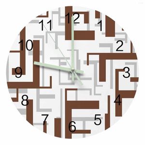 Duvar Saatleri Modern Sanat Geometrisi Kahverengi Gri Aydınlık Pointer Saat Ev Süslemeleri Yuvarlak Sessiz Oturma Odası Ofis Dekoru