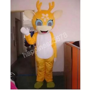 Traje de mascote de veado bonito adulto cartoonred vestido extravagante roupas de animais selvagens trajes de desfile de natal de halloween macacão ao ar livre personalizável