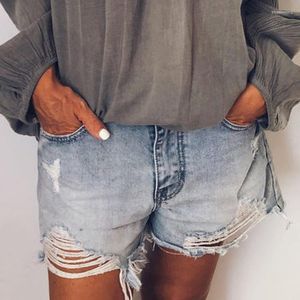 Women's Shorts Summer Blue Denim S-2XL Casual Loose Street High Waist Tassel Ladies Pants Plus Size Mom Frayed Jeans