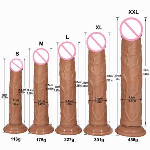 Massagegerät, weich, doppelschichtig, Silikon, großer Dildo, realistischer gefälschter langer Penis, Buttplug für Erwachsene, für Damen und Herren, Vagina, Analmassage