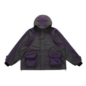 メンズジャケットブランドGrailz Parkas WindProof Hooded Jacket Tatting Purple複数のポケット屋外ウェア＃128 230804