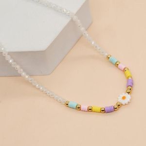 Chains Daisy Shell Necklace Colorful Gold Bead Chain Necklaces Waterproof For Women Summer Fashion Boho Statement Jewelry Choker Gifts