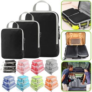 Storage Bags 3Pcs Travel Bag Compression Organizer Suitcase Luggage Handbag Foldable Large Capacity Packing Cube Camping Supplies