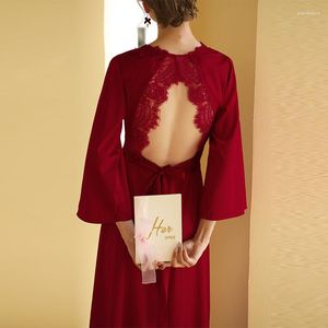 Pigiameria da donna Abito da sposa di lusso Abito da sposa in raso di seta Accappatoio da donna Kimono lungo da sposa Vestaglia Mariages Novia Femmes Bata De Seda Para