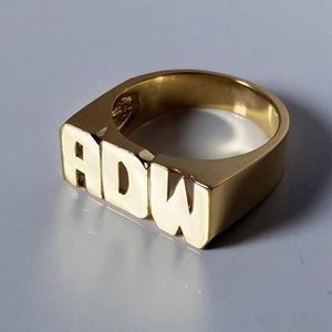 Wedding Rings Personalized Hip Hop Name Ring Year Unisex Rose Gold Plated Custom Number Word Ring Lovely Fashion Gift For Men Women 230804