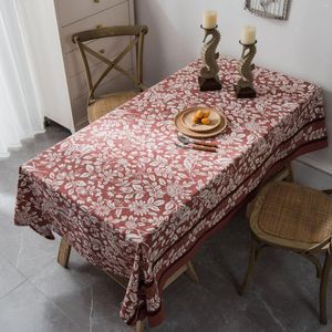 Table Cloth Decorative Imitation Cotton Linen Tablecloth Plant Flower Printed Rectangular Wedding Dining Cover Tea