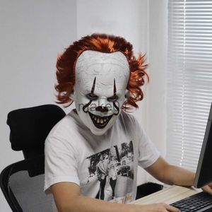 Party Masken Scary Joker Pennywise Maske Stephen King Cosplay Clown Killer Schädel LED Latex Horror Helm Party Kostüm Requisiten J230807