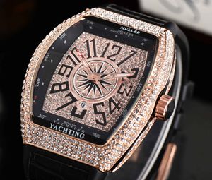 Nowy Hot Frenck Classic Full Diamond Series Luxury Surface Designer Watch Zaawansowane męskie zegarki Funkcja Chronograph Quarz