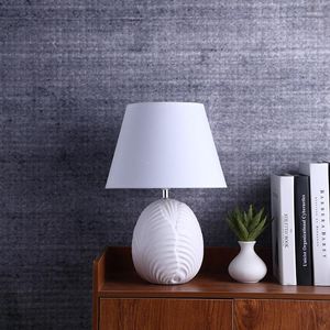 Table Lamps Modern White Lamp Leaf Texture Ceramic Beside For Living Room Minimalist Creative Decorative Bedroom