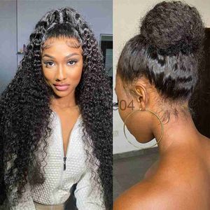Human Hair Capless Wigs 360 Full Lace Wig Human Hair Pre Plucked 13x4 Lace Frontal Wig For Women 40 Inch 13x6 Hd Curly Deep Water Wave Lace Front Wigs x0802