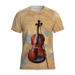 Herren-T-Shirts, die modisches 3D-gedrucktes Violin-T-Shirt verkaufen, schnell trocknende, leichte und atmungsaktive Trainingskleidung, innovativ