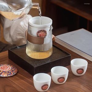 Чашки блюдки на открытом воздухе Quick Cup Travel Tea Set Portable Bag AntiScalling Glass Button Jade Фарфор один горшок три