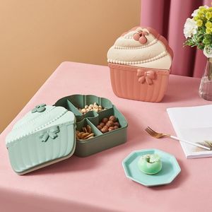 Piatti Scatola portaoggetti a forma di torta Simpatica merenda per cupcake in plastica per cucina 5 scomparti per dessert pomeridiano