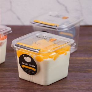 클리어 케이크 상자 투명한 사각형 무스 플라스틱 컵 케이크 상자 뚜껑 요거트 푸딩 웨딩 파티 용품