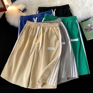 Shorts Masculino Verão Bonito Moda Esportiva Veludo Solto Macacões Casuais Calças de Cinco Pontas Roupas Masculinas