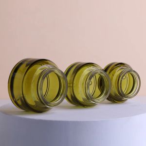 Atacado Frascos Cosméticos 15g 30g 50g Âmbar Verde Vazio Vidro Facial Creme Potes Cosméticos Recipiente Tampa Preta Garrafa De Vidro Viagem 35 LL