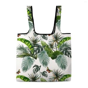 Shopping Bags Custom Print Butterfly Leaf Fashion Grocery Bag Full Printed Portable Shopper Reusable High Capacity Travel Totebag