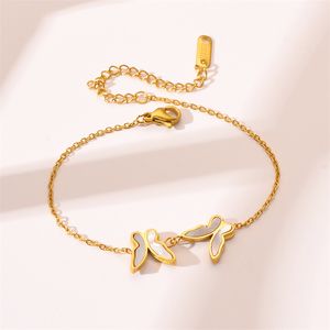 Klassisk design 18K Gold Butterfly Charm Armband Rostfritt stål smycken för kvinnor gåva