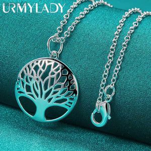 Urmylady 925 Sterling Silver Tree of Life Ronud Pendant 1630インチネックレスウェディングエンゲージメントジュエリーL230704