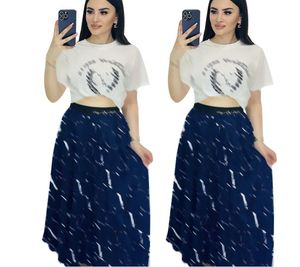 Designer Women Dresses New Fashion Round Neck Top+Long Casual Dress Women's Temperament Dress Set