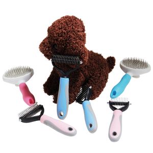 Pet Dog Flea Tick Remedies Grooming levererar hårborttagning Comb Cat Detangler päls trimning Dematting Deshedding Brush Tool för mattade långa hårstrån Curly JL1768