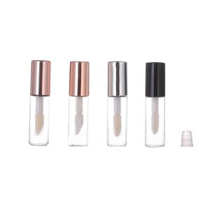 Großhandel 1,2 ml transparente Kunststoff-LipGloss-Röhren Verpackungsflaschen Lippentube Lippenstift Mini-Probenkosmetikbehälter mit Roségoldkappe