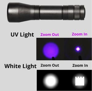 新しいUV懐中電灯トーチモードLED UV Traviolet Torch with Zoom Multifunction Mini Black Light Pet Pet Pet urine stains Detector Scorpion Hunting Torch