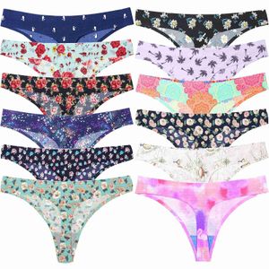 Sexy Dessous Leopard Blumen nahtlose Frauen G String Sexy Tanga Dessous Unterwäsche Slips Höschen Transparent Tangas 1 teile/los L230626