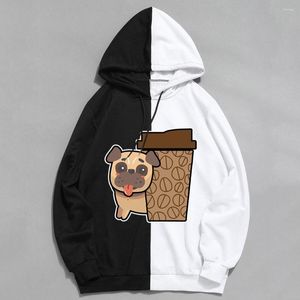 Men's Hoodies Y2k Dog And Coffee Graphic Hoodie Lovers Streetwear Fluffy Women Men Fashion Sweatshirt 90s Lovely Unisex Tops