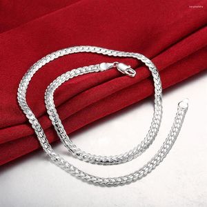 Цепочки 925 Серебряный цвет серебряный цвет 6 мм роскошное прекрасное ожерелье для женщин мужчины 18-24 дюйма модные свадебные украшения